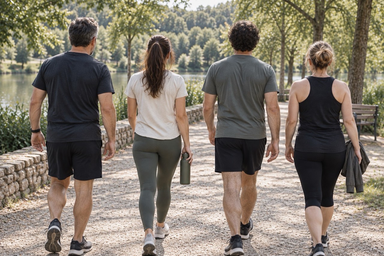 Grupo de personas caminando juntas al aire libre